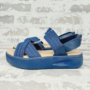 New Sperry Bayou Plushstep Flatform Blue Sandals  A566
